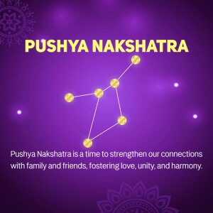 Image depicting Pushya Nakshatra with a constellation and text about strengthening connections.