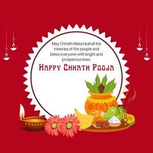 Chhath Puja festive greeting with traditional offerings