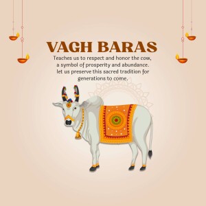 Illustration of a decorated cow for Vagh Baras festival