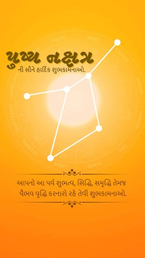 Illustration of zodiac signs with Gujarati New Year greetings