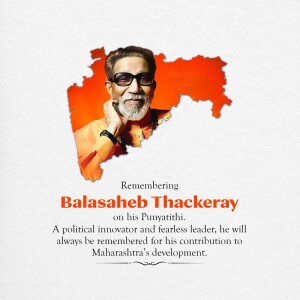 Portrait of Balasaheb Thackeray with Maharashtra map and remembrance text