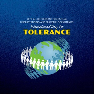 Image promoting International Day for Tolerance with a globe surrounded by people.