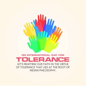 Colorful hands forming a circle with text celebrating International Day for Tolerance