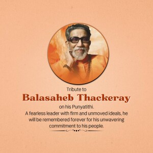 Portrait of Balasaheb Thackeray with tribute text
