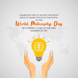 World Philosophy Day illustration with a lightbulb shaped like a brain