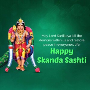 Image of Lord Kartikeya with a Skanda Sashti greeting