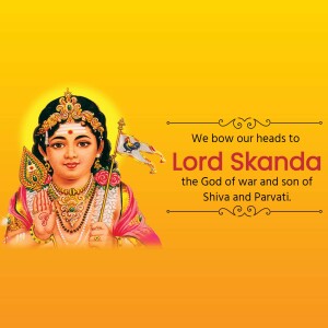 Image of Lord Skanda, also known as Kartikeya, a Hindu deity.