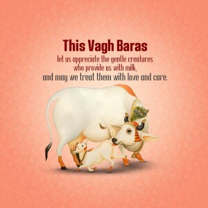 Illustration of a cow and calf with text 'This Vagh Baras'