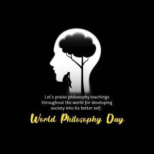 Illustration of a head silhouette containing a tree and a person, representing thought and philosophy.