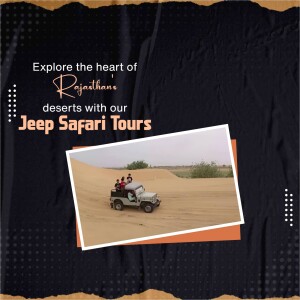 Jeep safari in the Rajasthan desert with tourists