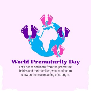 World Prematurity Day illustration with baby footprints around the globe