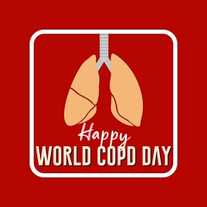Illustration of lungs with text 'Happy World COPD Day'