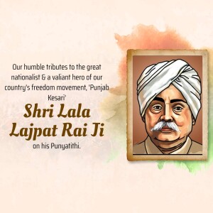 Portrait of Lala Lajpat Rai with tribute text