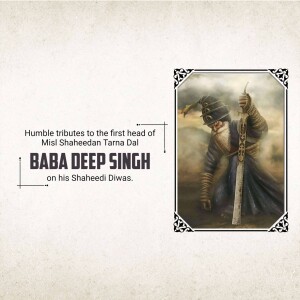 Portrait of Baba Deep Singh with a tribute message