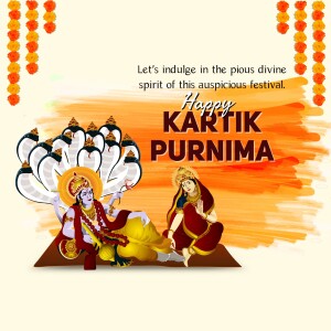 Kartik Purnima festival greeting with Lord Krishna and Radha