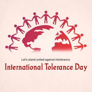 Illustration of people holding hands around the world with text 'International Tolerance Day'