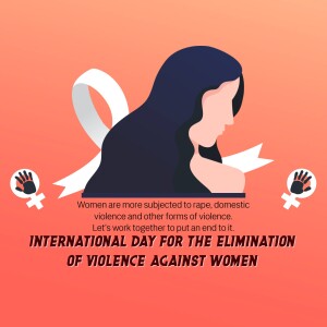 Illustration depicting a woman's silhouette with a ribbon symbolizing awareness for violence against women.