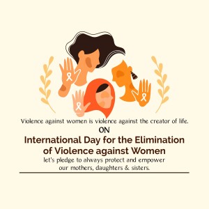 Illustration depicting women and ribbons symbolizing the fight against violence against women.