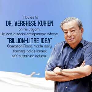Portrait of Dr. Verghese Kurien, the architect of India's White Revolution