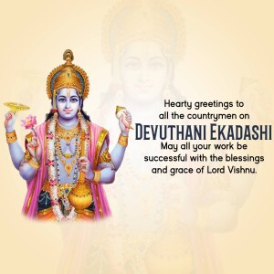 Image depicting Lord Vishnu with Devuthani Ekadashi greetings