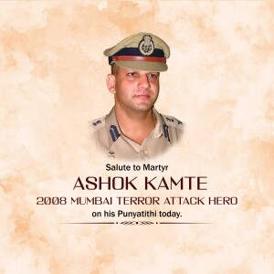 Portrait of Ashok Kamte, a police officer who served during the 2008 Mumbai Terror Attack.