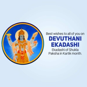 Image depicting Lord Vishnu with Devuthani Ekadashi wishes