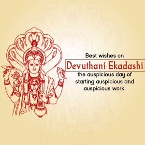 Illustration of Lord Vishnu with Devuthani Ekadashi wishes