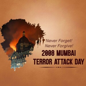 Image commemorating the 2008 Mumbai Terror Attacks with the Taj Mahal Palace Hotel in the background.