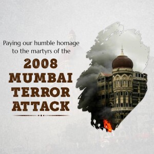 Memorial image commemorating the 2008 Mumbai Terror Attack with the Taj Mahal Palace Hotel in the background.