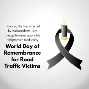 Black ribbon and candle for World Day of Remembrance for Road Traffic Victims