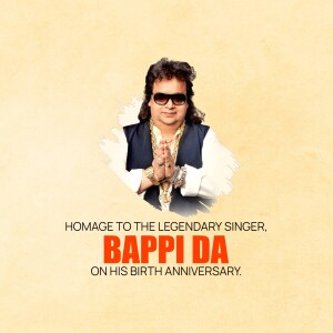 Portrait of Bappi Lahiri with a tribute message