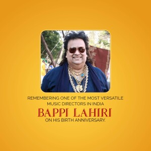 Portrait of Bappi Lahiri with a tribute message