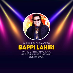 Portrait of Bappi Lahiri with tribute text