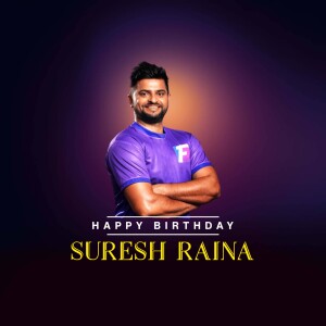 Portrait of Suresh Raina with birthday greetings