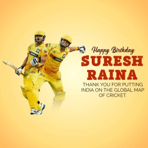 Suresh Raina celebrating his birthday with a cricket pose