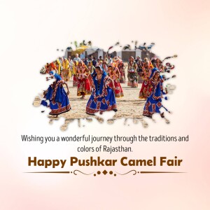 Colorful Pushkar Camel Fair celebration with traditional dancers and camels