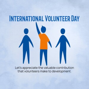 Image celebrating International Volunteer Day with silhouettes of people.