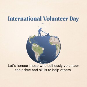 Illustration of people helping each other on a globe for International Volunteer Day