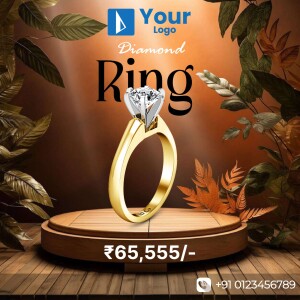 Close-up of a sparkling diamond ring on a pedestal