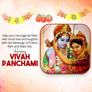 Image depicting Lord Rama and Goddess Sita during their wedding ceremony, celebrating Vivah Panchami.