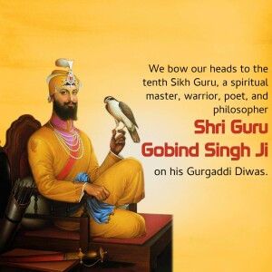 Portrait of Guru Gobind Singh Ji with a falcon