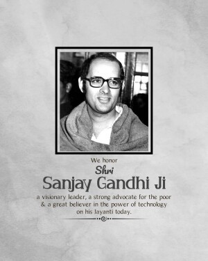 SANJAY GANDHI birth anniversary WISHES, BANNER, POSTER, STATUS, HD IMAGES, HD PHOTOS