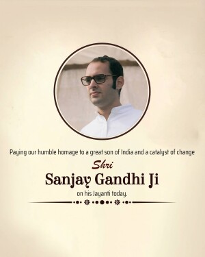 SANJAY GANDHI birth anniversary WISHES, BANNER, POSTER, STATUS, HD IMAGES, HD PHOTOS