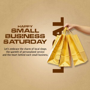 Image promoting Small Business Saturday with shopping bags and text.