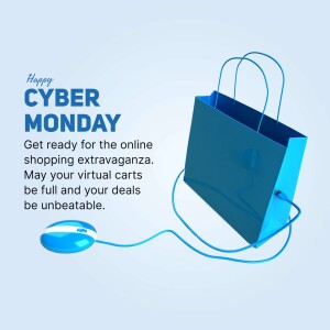 Cyber Monday sale promotion with shopping bag and mouse
