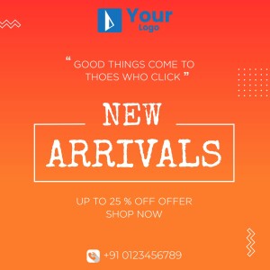 Promotional graphic for new arrivals with a discount offer.
