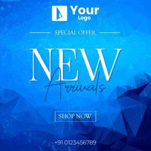 Promotional image announcing new arrivals with a shop now button.