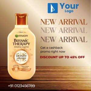 Garnier Botanic Therapy Honey Repairing Shampoo advertisement with discount offer