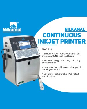 Nilkamal Continuous Inkjet Printer with features listed