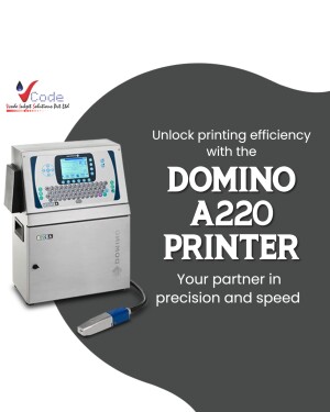Domino A220 industrial printer with control panel and ink cartridge